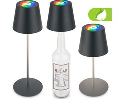 BRILONER Calida - Oplaadbare Tafellamp - dimbaar - voor binnen en buiten - 3 in 1 - RGBW - IP44 - snoerloze - in hoogte verstelbaar - 36 x Ø 10,5 cm – antraciet