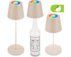 BRILONER Calida - Oplaadbare Tafellamp - dimbaar - voor binnen en buiten - 3 in 1 - RGBW - IP44 - snoerloze - in hoogte verstelbaar - 36 x Ø 10,5 cm - beige
