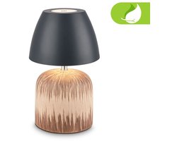 BRILONER Cera – Tafellamp oplaadbaar – draadloos – voor binnen en buiten – dimbaar – oplaadbare accu – keramiek – antraciet-hout – Ø14 x 36 cm