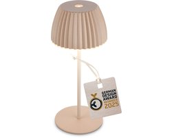 BRILONER Champ mini - Oplaadbare Mini Tafellamp - snoerloze lamp - met touch dimbaar - voor binnen en buiten - german design award winner 2025 - beige - Ø8,5 x 20cm