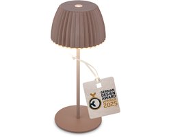 BRILONER Champ mini - Oplaadbare Mini Tafellamp - snoerloze lamp - met touch dimbaar - voor binnen en buiten - german design award winner 2025 - bruin - Ø8,5 x 20cm