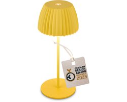BRILONER Champ mini - Oplaadbare Mini Tafellamp - snoerloze lamp - met touch dimbaar - voor binnen en buiten - german design award winner 2025 - citroengeel - Ø8,5 x 20cm