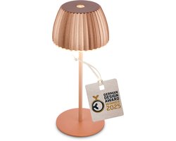 BRILONER Champ mini - Oplaadbare Mini Tafellamp - snoerloze lamp - met touch dimbaar - voor binnen en buiten - german design award winner 2025 - koper - Ø8,5 x 20cm