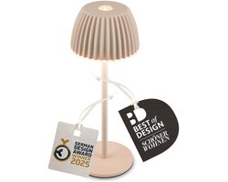 BRILONER Champ Nano - Oplaadbare Tafellamp - snoerloze lamp - met touch dimbaar - voor binnen en buiten - german design award winner 2025 - beige - Ø6 x 15,5 cm
