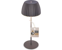 BRILONER Champ - Oplaadbare Tafellamp - snoerloze lamp - met touch dimbaar - voor binnen en buiten - german design award winner 2025 - antraciet - Ø14,5 x 36,5 cm