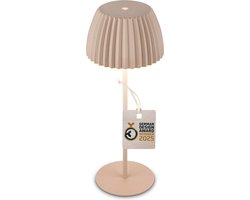 BRILONER Champ - Oplaadbare Tafellamp - snoerloze lamp - met touch dimbaar - voor binnen en buiten - german design award winner 2025 - beige - Ø14,5 x 36,5 cm
