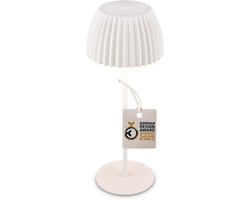 BRILONER Champ - Oplaadbare Tafellamp - snoerloze lamp - met touch dimbaar - voor binnen en buiten - german design award winner 2025 - wit - Ø14,5 x 36,5 cm