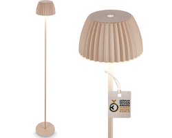 BRILONER Champ - Oplaadbare Vloerlamp - snoerloze staande lamp - dimbaar - in hoogte verstelbaar - voor binnen en buiten - beige - Ø19 x 124 cm