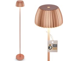 BRILONER Champ - Oplaadbare Vloerlamp - snoerloze staande lamp - dimbaar - in hoogte verstelbaar - voor binnen en buiten - koperkleurig - Ø19 x 124 cm