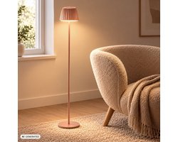 BRILONER Champ - Vloerlamp oplaadbaar - snoerloze staande lamp - dimbaar - in hoogte verstelbaar - voor binnen en buiten - koperkleurig - Ø19 x 124 cm
