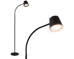 BRILONER Cielo - Vloerlamp oplaadbaar - dimbaar - led staande lamp - snoerloze bureaulamp - USB-C - 126,5 x 21 cm - zwart