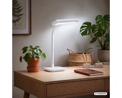 BRILONER Daylight – Bureaulamp led – daglichtlamp – koudwit licht tafellamp – draaibaar & zwenkbaar – h.: 44cm – wit