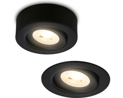 BRILONER Desi – Opbouwspot 2-in-1 – opbouw- of inbouwspot – kantelbaar – warm wit licht – zwart – Ø9 x 3 cm