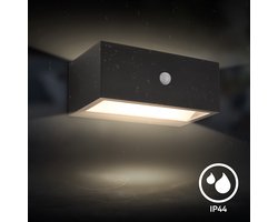 BRILONER Dogu - Wandlamp oplaadbaar - buitenlamp met bewegingssensor - buitenverlichting dimbaar - warm wit licht - 18,5 x 9,5 x 7,5 cm - zwart