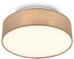 BRILONER Duck - LED Plafondlamp met stoffen kap - warm wit licht - woonkamer verlichting - 16W - Ø30 - taupe
