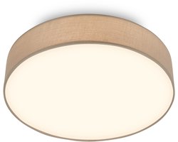 BRILONER Duck - LED Plafondlamp met stoffen kap - warm wit licht - woonkamer verlichting - 24W - Ø38 - taupe