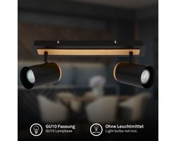 BRILONER Duta – Opbouwspots – plafondlamp – spots zwenkbaar – GU10 fitting – zwart met houtlook – 50x8x14.4 cm
