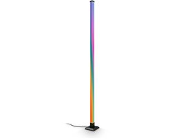 BRILONER Flash – RGB IC Vloerlamp – dimbaar – met afstandsbediening – dynamische kleurverandering & neutraal witte lichtkleur – muziekfunctie – zwarte staande lamp – h: 150 cm