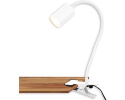 BRILONER Fleks - Bureaulamp - klemlamp - tafellamp - verstelbaar - met stekkerbediening - warm wit licht - 40x10x6 cm - wit