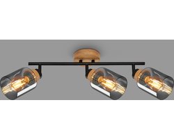 BRILONER - HEMA - Plafondlamp, Plafondlamp, Lamp, Rookglas, Draaibaar, Woonkamerlamp, Slaapkamerlamp, Keukenlamp, Zwart-hout