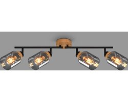 BRILONER - HEMA - Spot, met hout, rookglas, 4x E27 max. 10W