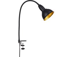 BRILONER Hygge - Klemlamp retro - klemspot metaal - zwart/goud - E14 fitting - klemlampje met snoer