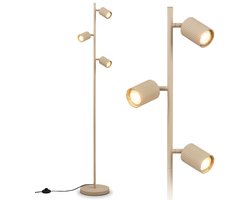 BRILONER Ida - Vloerlamp - woonkamer lamp - bureaulamp - staande lamp met GU10 fitting - h.: 141cm - beige