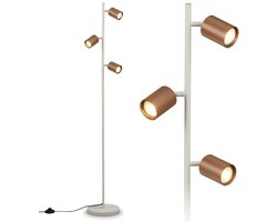 BRILONER Ida - Vloerlamp - woonkamer lamp - bureaulamp - staande lamp met GU10 fitting - h.: 141cm - koffie
