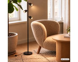 BRILONER Ida - Vloerlamp - woonkamer lamp - bureaulamp - staande lamp met GU10 fitting - h.: 141cm - zwart