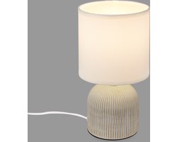 BRILONER - INO - Tafellamp - met stoffen kap & keramiek voet - bedlamp slaapkamer - Ø15cm x 28 cm - wit