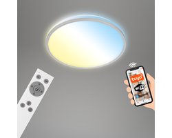 BRILONER - IVY S - LED plafondlamp - 24W - 2500 lm - instelbare kleurtemperatuur - nachtlichtfunctie, timerfunctie, geheugenfunctie - dimbaar via afstandsbediening - Amazon Echo en Google Home - IP20 - Ø 33,3 cm