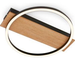Briloner Kada - LED plafondlamp - 3908014 - Houtdecor - AAN/UIT - Warm wit licht - 34 x 30 x 6 cm - Zwart hout