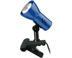 BRILONER - Klemlamp - bureaulamp met E14 fitting - met aan- en uitschakelaar - blauw