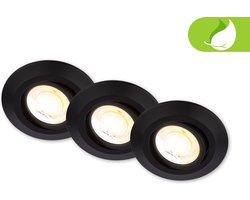 Briloner Klira - Set van 3 LED inbouwspots 230V - 7587035 - Dimbaar - Ra90 hoge kleurechtheid - CTS schakelaar - Draaibaar - 50° behuizing van gerecycled materiaal - 9 x 2,4 cm - Zwart