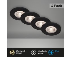 BRILONER Kulana - Set van 12 LED Inbouwspots - badkamerverlichting - Ø9 cm - IP44 - 4.9 W - 480 Lm - 3.000 K - zwart