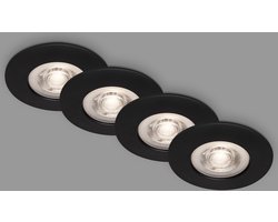 BRILONER Kulana - Set van 4 LED Inbouwspots - dimbaar - badkamerverlichting - Ø9 cm - IP44 - 4.9 W - 480 Lm - 3.000 K - zwart