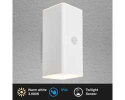 Briloner - Lampe d'extérieur - Kuni - Bewegingsmelder - Schemersensor - oplaadbare batterij - Opladen via USB - spatwater bescherming - 15,5 x 6,5 x 8,5 cm - Wit