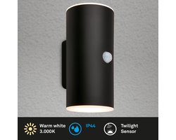 Briloner - Lampe d'extérieur - Lima - Bewegingsmelder - Schemersensor - oplaadbare batterij - Opladen via USB - spatwater bescherming - 15,5 x 7 x 8,5 cm - Zwart