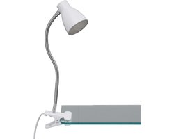 BRILONER - Led-klemlamp bureau, klemlamp bed, aan-/uitschakelaar, 3,5W, 200 lumen, warm wit licht, flexibele arm, wit