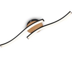 BRILONER - LED Plafondlamp- hout en zwart - warm wit licht - 3.000 K - 960Lm - 2W