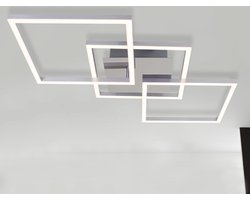 BRILONER - LED Plafonniére - dimbaar - draaibaar - 3.000K warm wit licht - woonkamer lamp - zilverkleurig