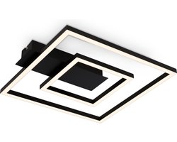 BRILONER - LED Plafonniere - frame plafondlamp - zwart met hout - warm wit licht 3.000 K - 22W - 32x30 cm