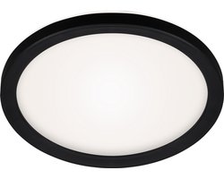 BRILONER - LED Plafonniére - plafondlamp met achtergrondverlichting - neutral wit licht 4.000K - 12W - zwart - Ø19cm