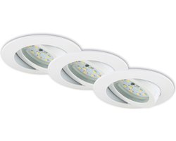 Briloner Leuchten - LED-inbouwlampen, set van 3, plafondlampen dimbaar, LED-module zwenkbaar, elk 6,5 W, 3.000 K IP23