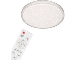 Briloner Leuchten MANTO - plafondlamp - sterrenhemel - rond - 24W - 2400lm - 300-6500K - Kristallen ring - met afstandsbediening - materiaal: plastic - kleur: wit-transparant