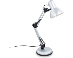 Briloner Leuchten PIXA bureaulamp tafellamp retro metaal zilver excl. 1xE14 max. 25W arm draaibaar aan de voet 4-voudig verstelbaar draaibaar en kantelbaar