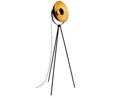 Briloner Leuchten SAND - vloerlamp - staande lamp - studiolamp - max. 60W vintage lamp - metaal - E27 - zwart-gouden mat - 148 x 58 cm