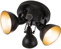 Briloner Leuchten SOFT - plafond spot 3-lichts - plafondlamp - rotonde retro / vintage uitvoering - max. 40 W - doorsnede 21 cm metaal E14 - zwart-goud 21 x 21 x 15,6 cm