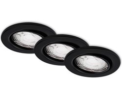 Briloner Leuchten STEN - LED-inbouwlampen - set van 3 plafondlampen - LED-module draaibaar - elk 5 watt - elk 460 lumen - 3.000 Kelvin - IP23 - mat-zwart