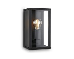 BRILONER LUANDA - Wandlamp voor buiten en binnen - E27 fitting - zwart - metaal - buitenverlichting - IP44 - 26 x 14 x 13,5 cm